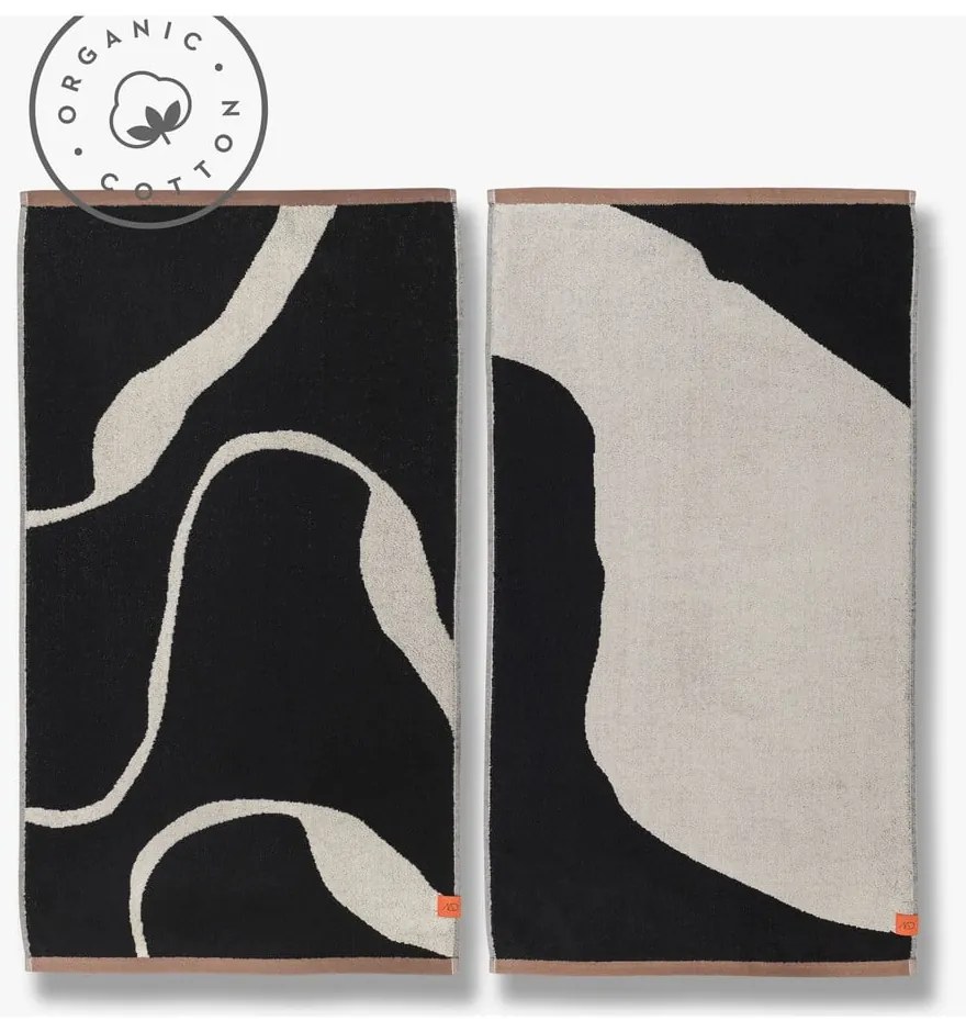 Fekete-fehér bio pamut törölköző szett 2 db-os 50x90 cm Nova Arte – Mette Ditmer Denmark