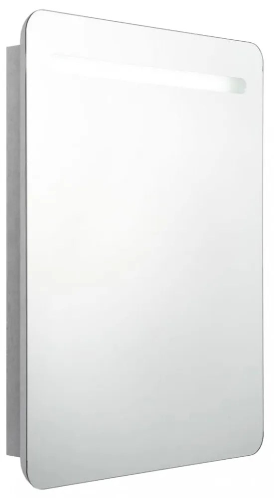 betonszürke LED-es tükrös fürdőszobaszekrény 60 x 11 x 80 cm