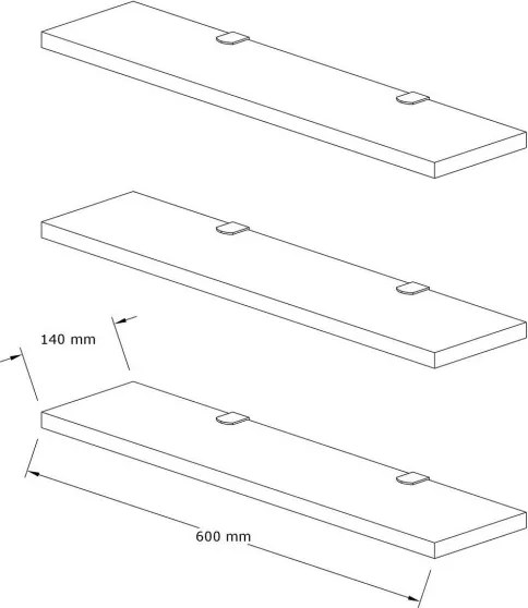 Fali polc szett 3db, antracit