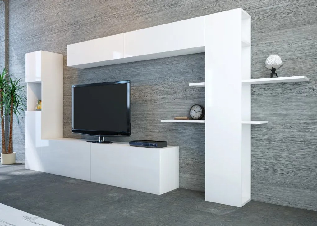 TV-állvány, fehér, 215 cm