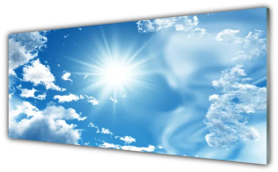 Fali üvegkép Blue Sky Sun Clouds 100x50 cm