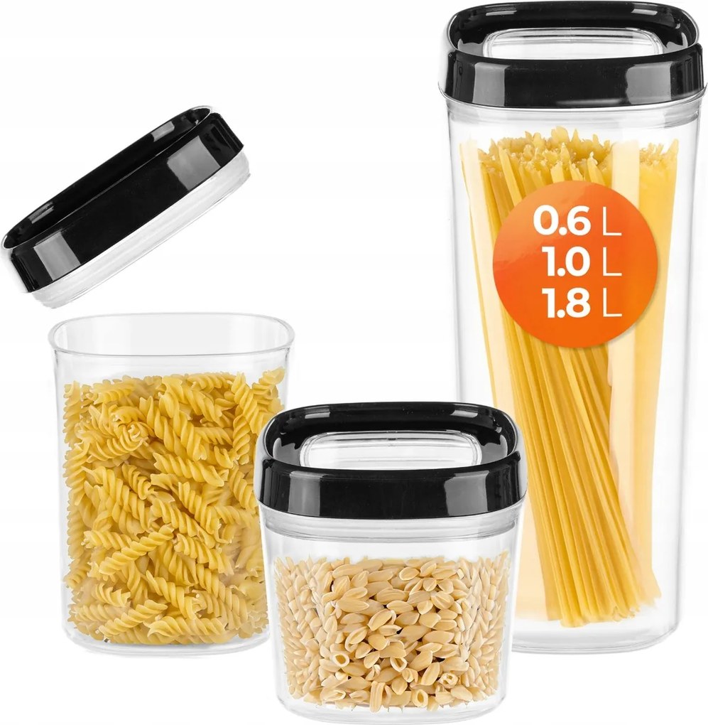 Élelmiszer Tartály Ömlesztett Fűszerek Fedéllel Műanyag 3db