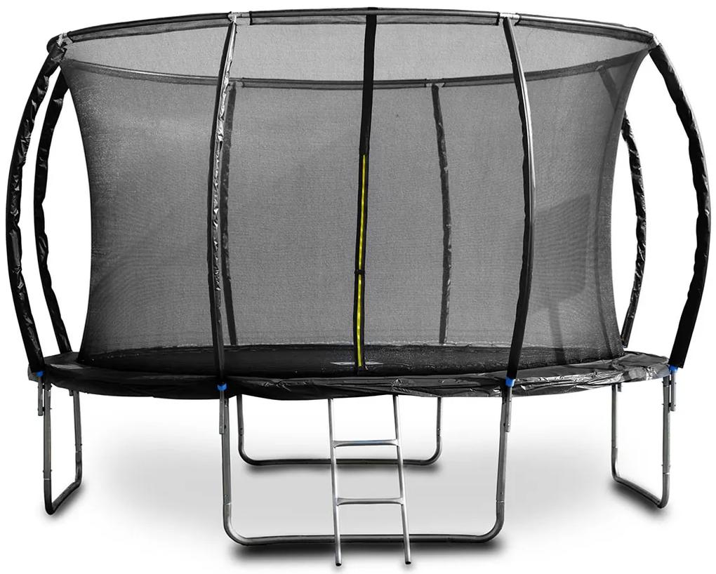 G21 SpaceJump trambulin 430 cm, fekete, biztonsági hálóval + szabad lépcsőkkel 6904270