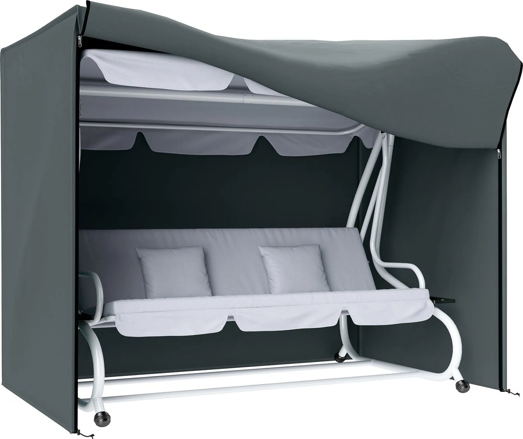 Outsunny háromszemélyes Hollywood-hinta huzat, vízálló és időjárásálló védőhuzat kerti hintához, szélálló és UV-álló, 420D Oxford szövet, 220 x 125 x