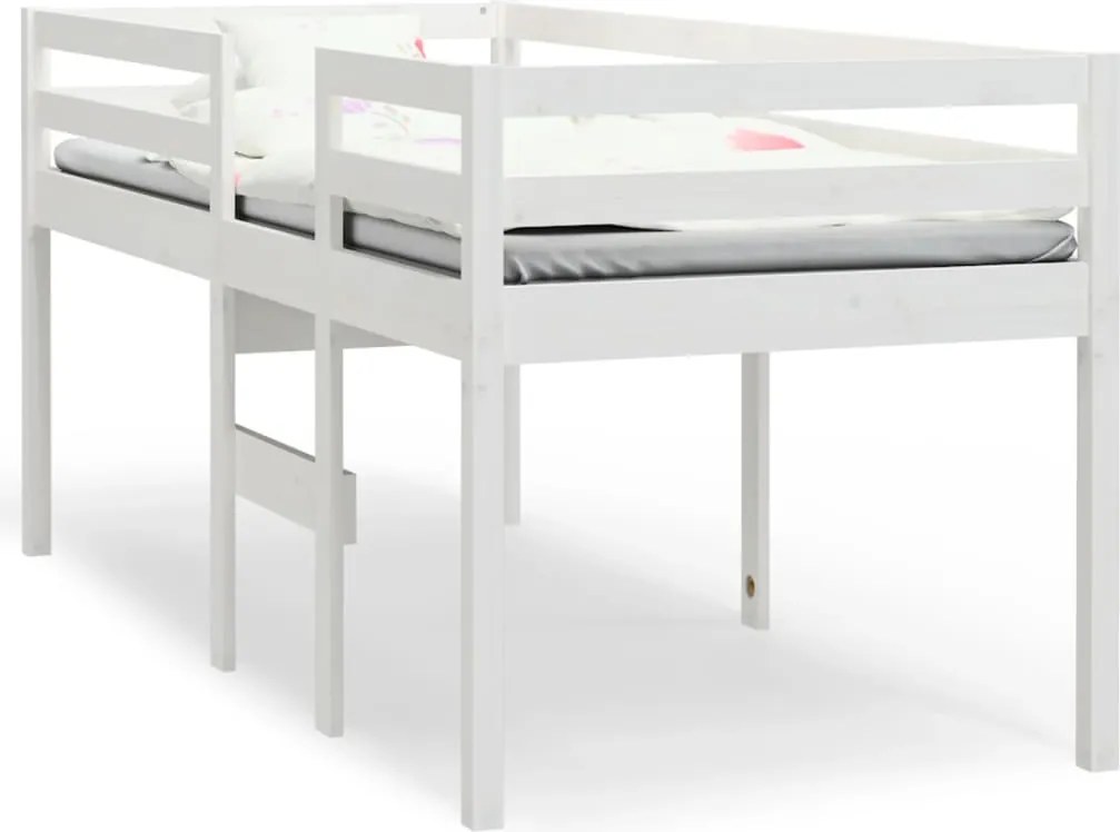 vidaXL fehér tömör fenyőfa magasított ágy 90 x 190 cm