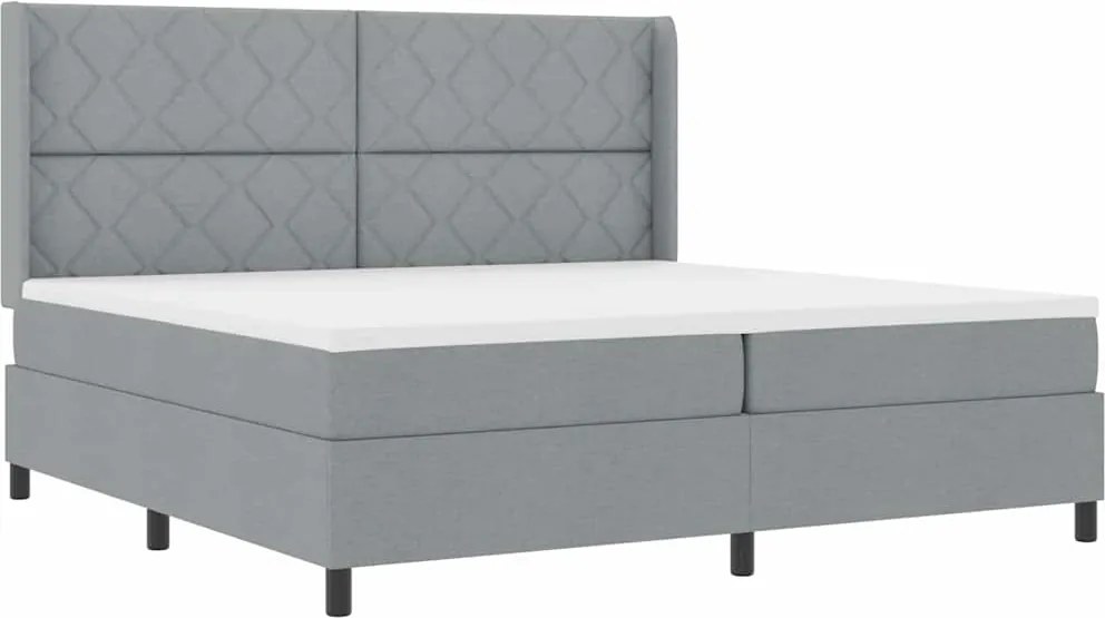 vidaXL LED Box Spring Ágy matracmal Világosszürke 200 x 200 cm szövet