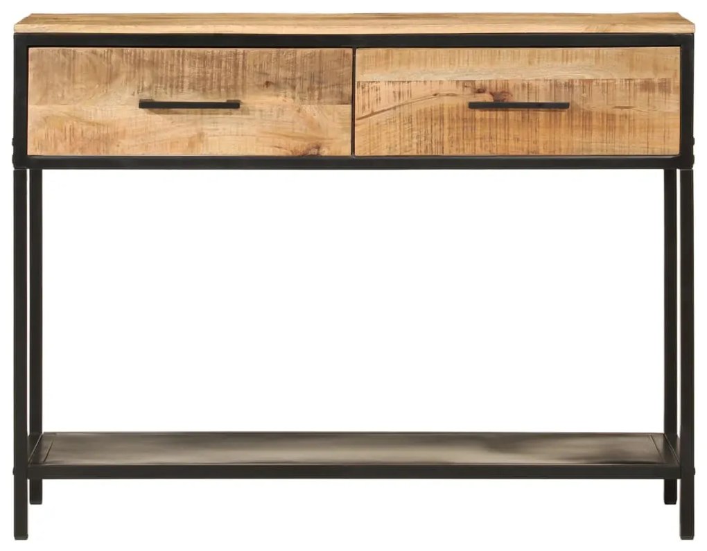 tömör mangófa és vas tálalóasztal 100 x 35 x 76 cm
