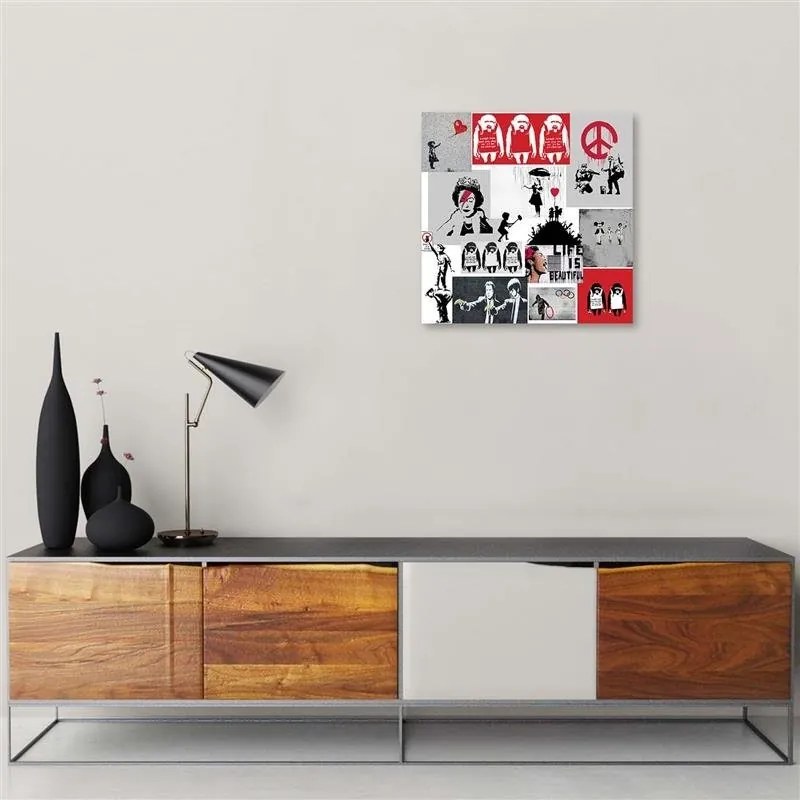 Gario Vászonkép Banksy falfestmény mûvészeti kollázs Méret: 50 x 50 cm
