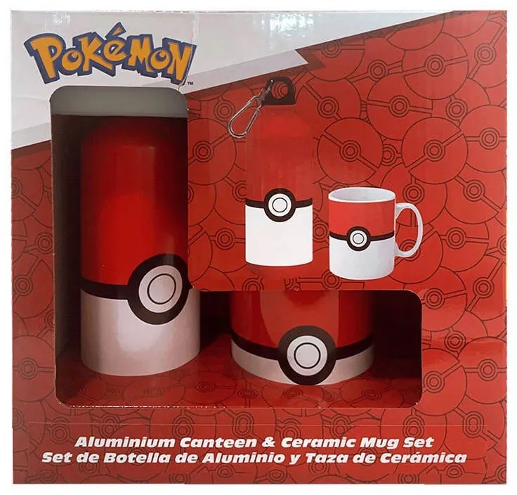 Pokémon Pokeball porcelán bögre és alumínium kulacs szett