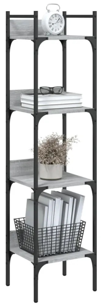 4 szintes szürke sonoma szerelt fa könyvespolc 35x30x138,5 cm