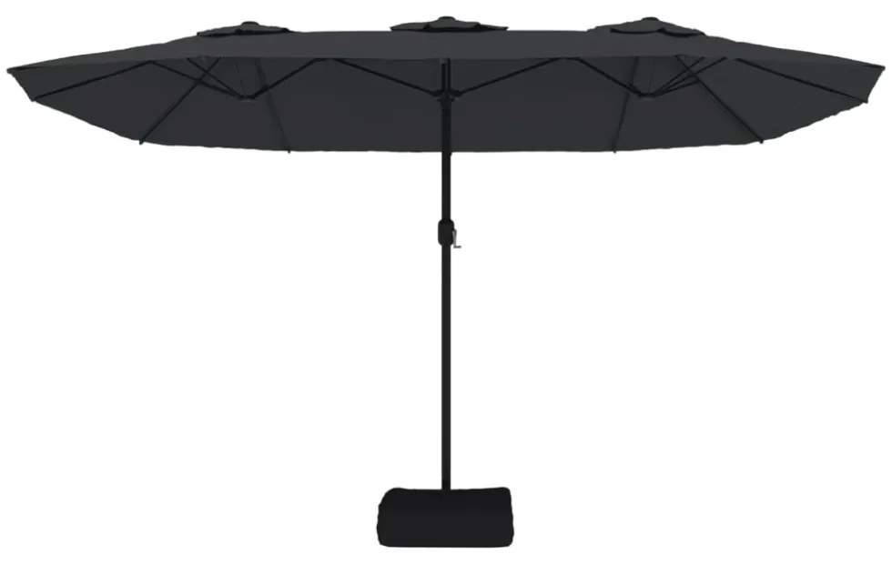 fekete dupla tetős napernyő LED-ekkel 449x245 cm
