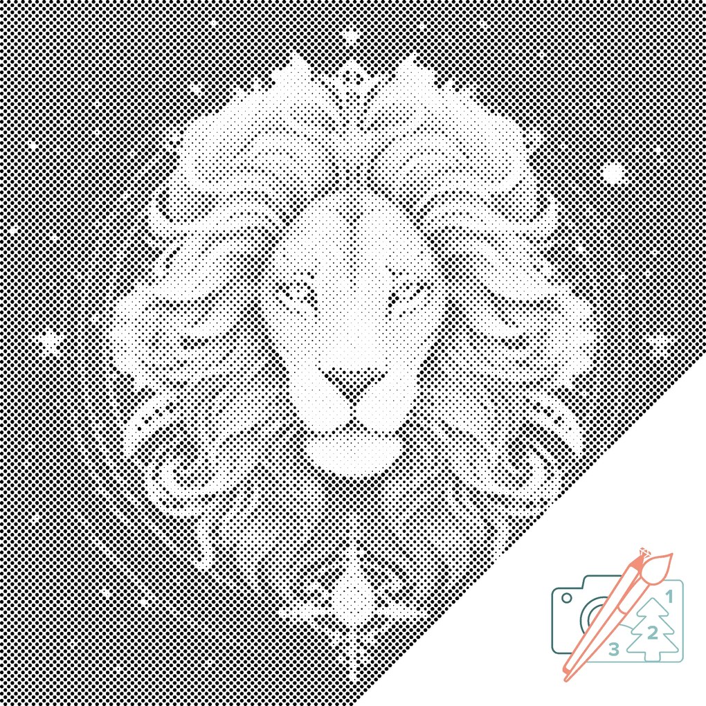 Gario PontPöttyöző Oroszlán/Leo Méret: 50 x 50 cm, Keretezés: Keret nélkül (csak a vászon), Pontok színe: Fekete