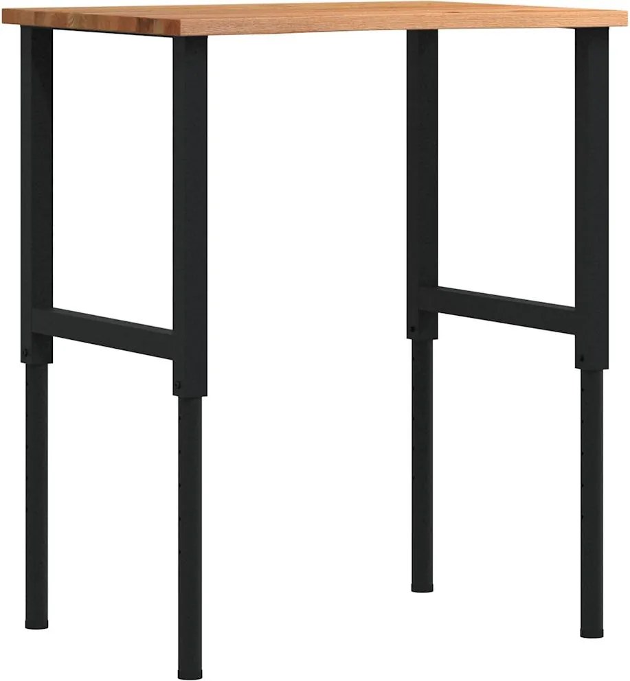 vidaXL világosbarna tömör tölgyfa munkapad 80 x 60 x (71,5-98) cm