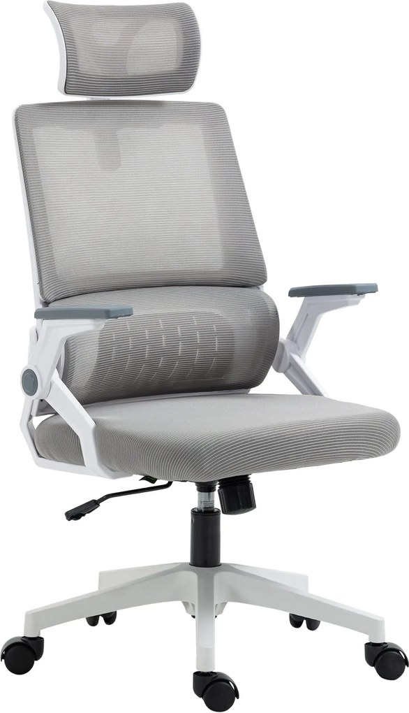 Vinsetto Ergonomikus Irodai Szék, Állítható Fejtámlás Íróasztali Szék, Állítható Karfás Számítógépes Forgószék Hintázó Funkcióval és Derék Támasszal,