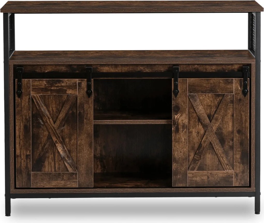 Komoda ARLO 100 cm z Półkami Dąb Rustykalny/Czarny