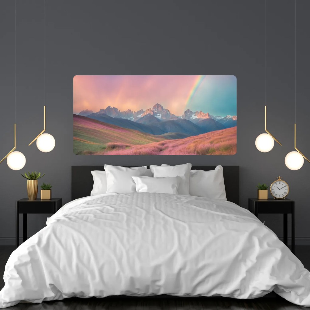 PIPPER. Öntapadós textiltapéta "Sziklás hegyek szivárvánnyal"