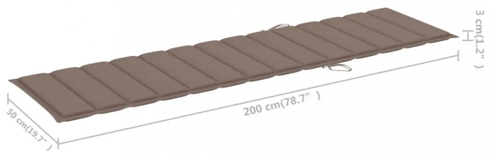 tópszínű oxford szövet napozóágy párna 200 x 50 x 3 cm