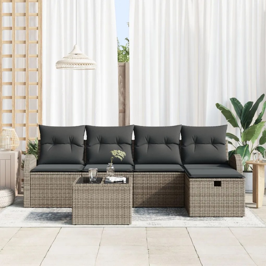Kerti Kanapé Szett 6 pcs Szürke 234 x 117 x 85 cm Poli rattan