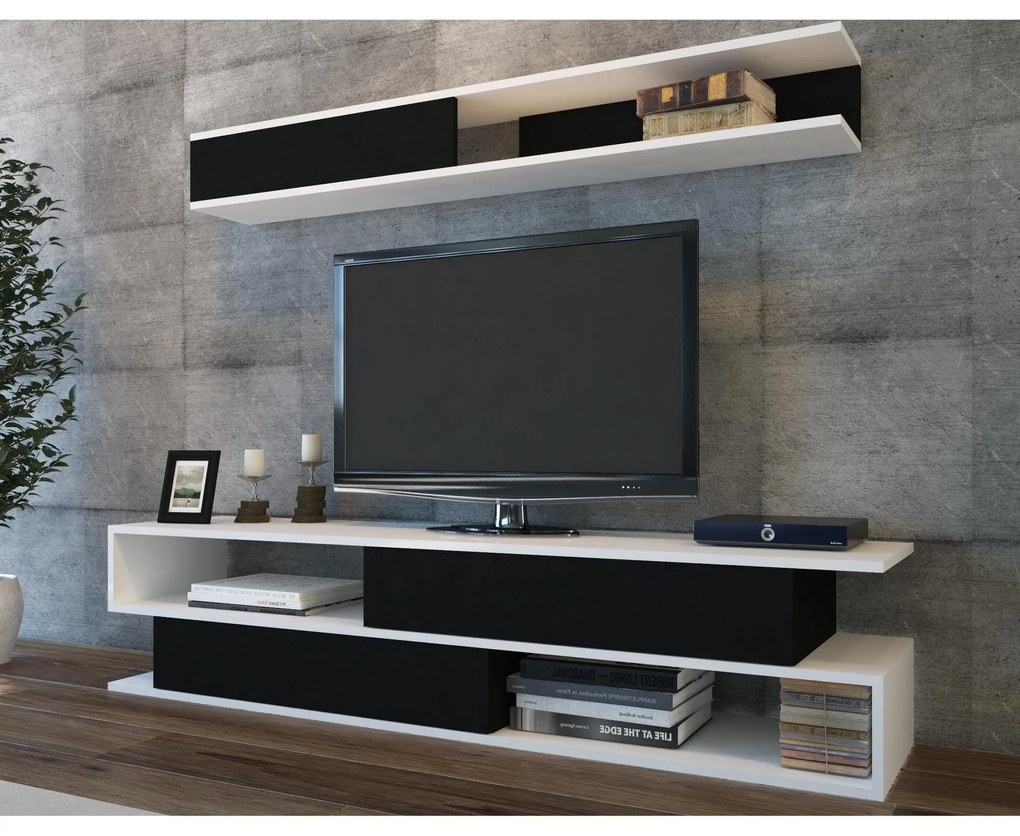 TV szekrény Sims - Black, White