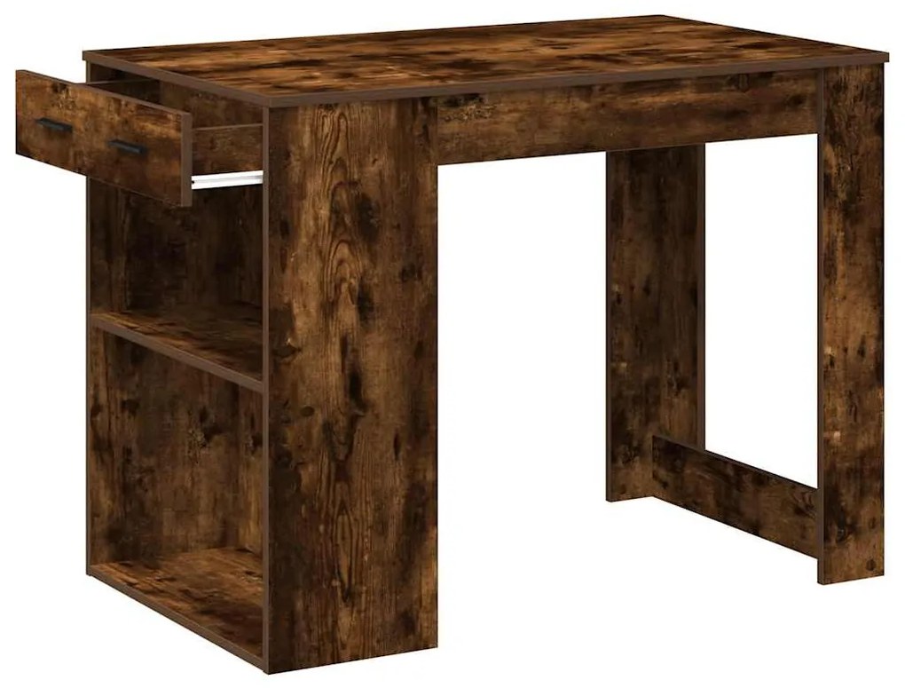 íróasztal fiókkal és polccal füstölt tölgy 102x62x77,5 cm