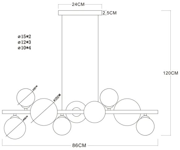 Globo 56135-9H - LED Csillár zsinóron RIHA 9xG9/3W/230V sárgaréz