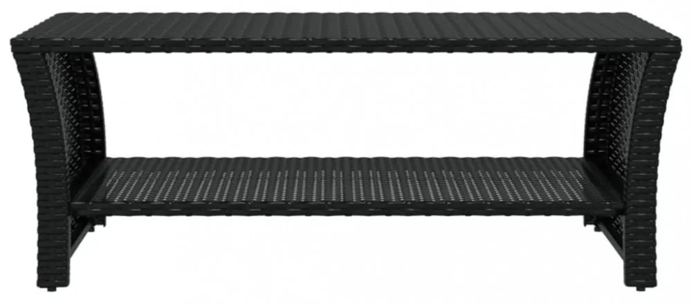 fekete polyrattan dohányzóasztal 100 x 50 x 40 cm