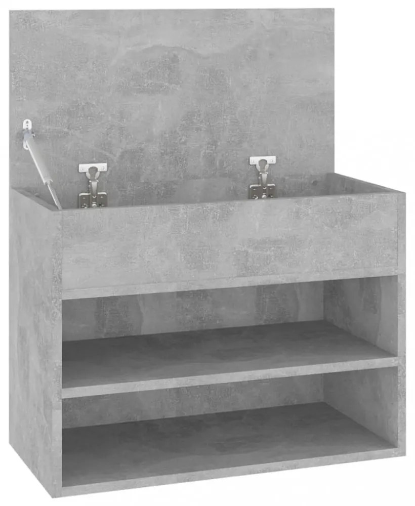 betonszürke szerelt fa cipőtároló pad 60 x 30 x 45 cm