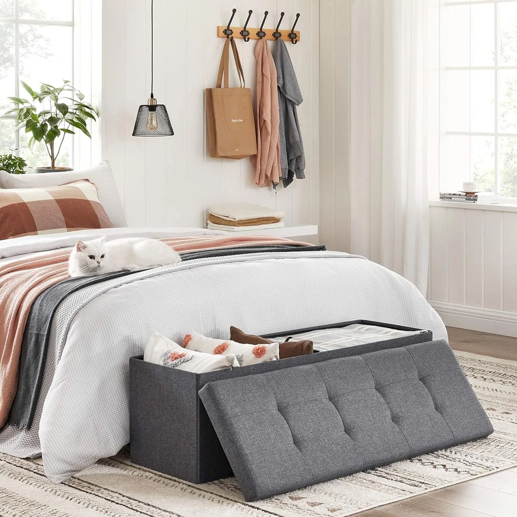 Tárolóhellyel ellátott taburet OTTOMAN 110x38 cm, sötétszürke