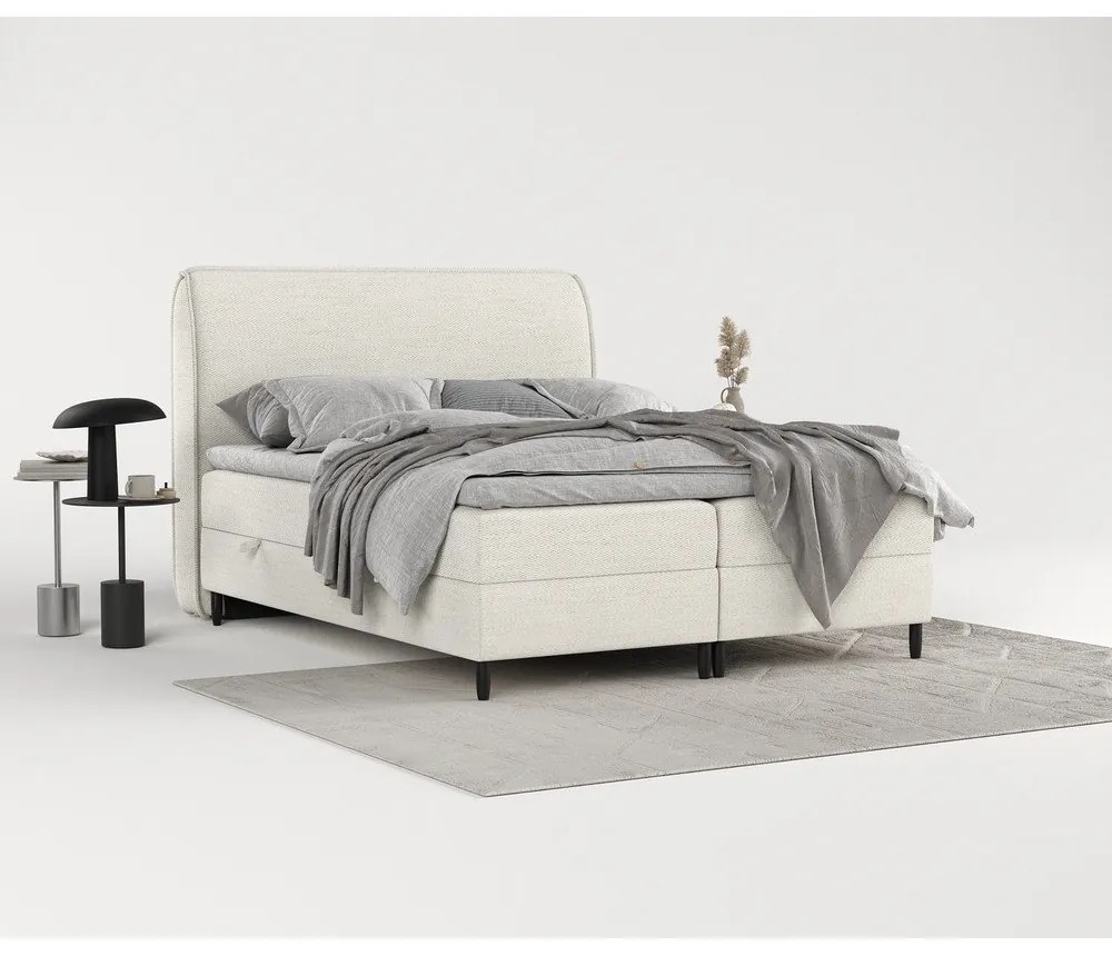 Krémszínű ágyneműtartós boxspring ágy 140x200 cm Melba – Maison de Rêve