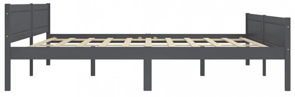 szürke tömör fenyőfa ágykeret 200 x 200 cm
