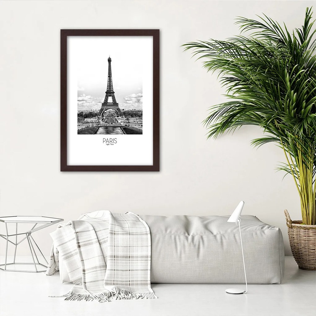 Gario Poszter Az ikonikus Eiffel-torony A keret színe: Fekete, Méret: 40 x 60 cm