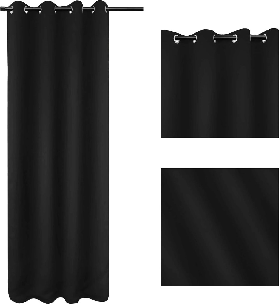 Függöny huzat Sötétítő Blackout 140x250 Fekete Arctic