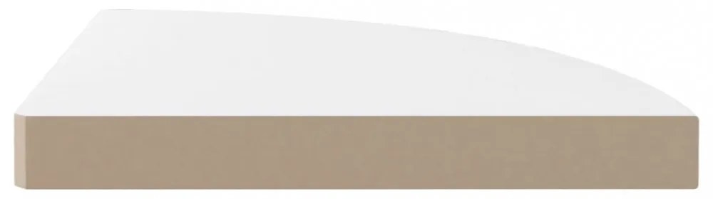 2 db magasfényű fehér MDF lebegő sarokpolc 35 x 35 x 3,8 cm