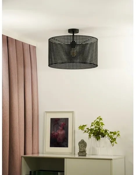 Duolla - Felületre szerelhető csillár ROLLER RATTAN 1xE27/15W/230V átm. 45 cm fekete