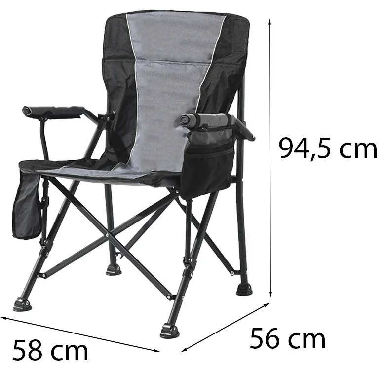 Leziter Premium fűthető karfás horgász szék pohártartóval szürke