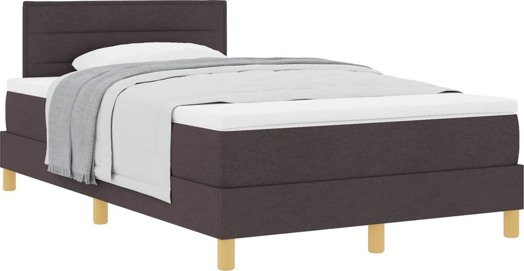 vidaXL Boxrugós ágy matracmal Sötét Barna 120 x 190 cm szövet