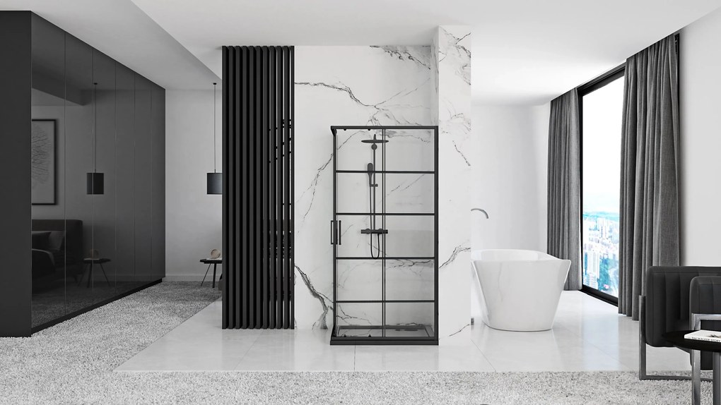 Rea Concept, zuhanykabin 80x100 cm + fehér Savoy zuhanytálca, KPL-K1005