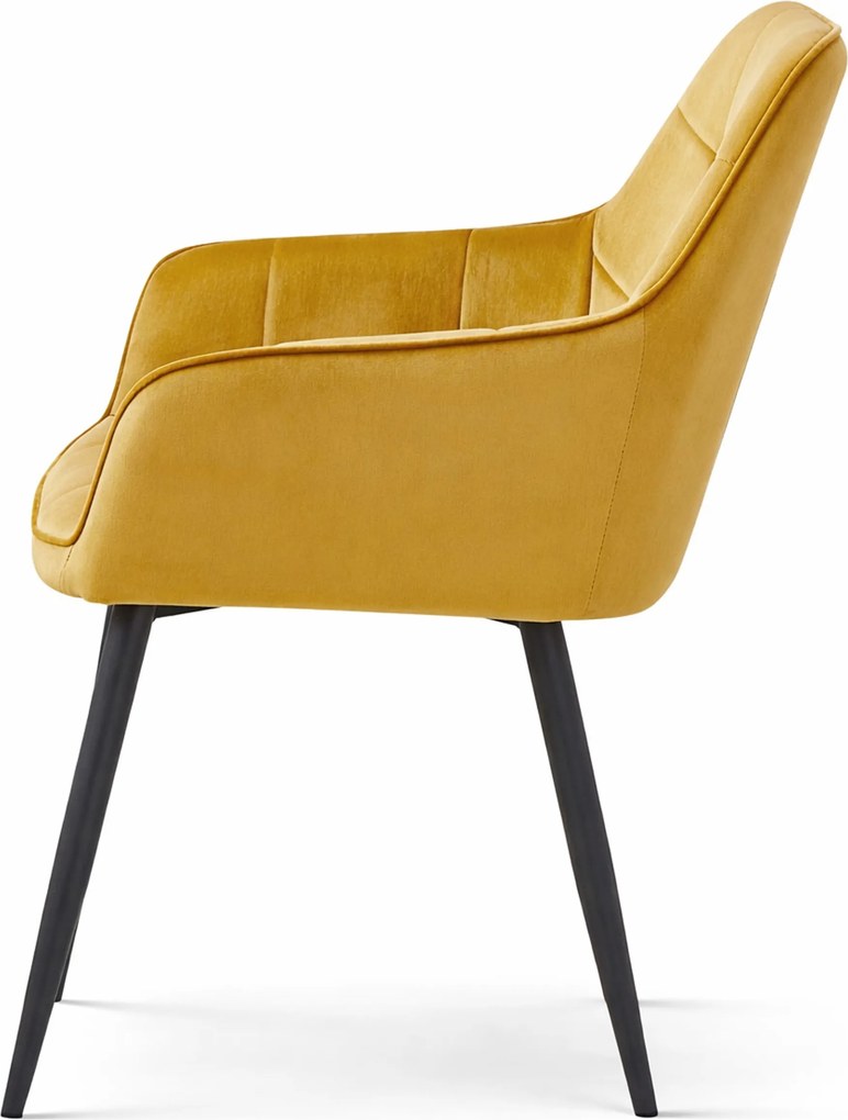Étkezőszék VARSI VELVET fekete lábakkal, mustárszínű