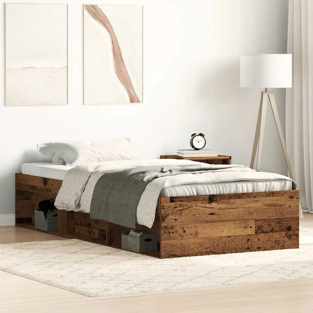 antik fa szerelt fa ágykeret matrac nélkül 75x190 cm