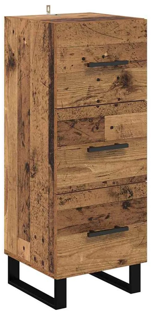 Széf fiókkal Öreg fa 34,5 x 34 x 90 cm Műszaki fa és vas