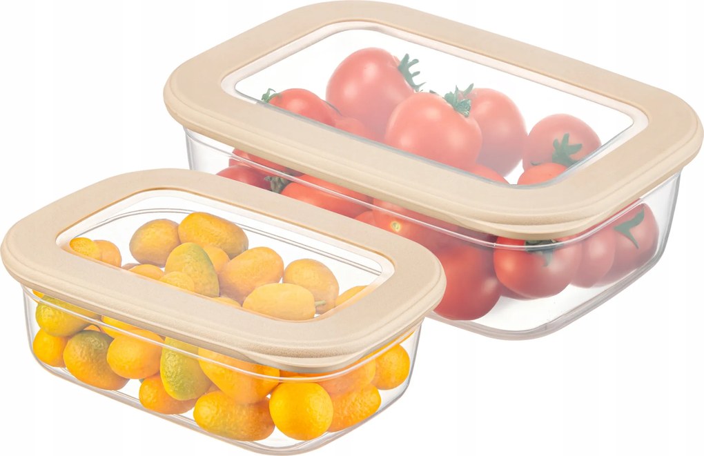 Cralex Tosca Bézs Négyszögletes Ételtároló Doboz Szett 670ML/1200 ML