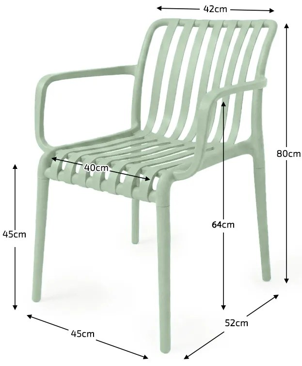 Műanyag szék TREGO karfával, zöld