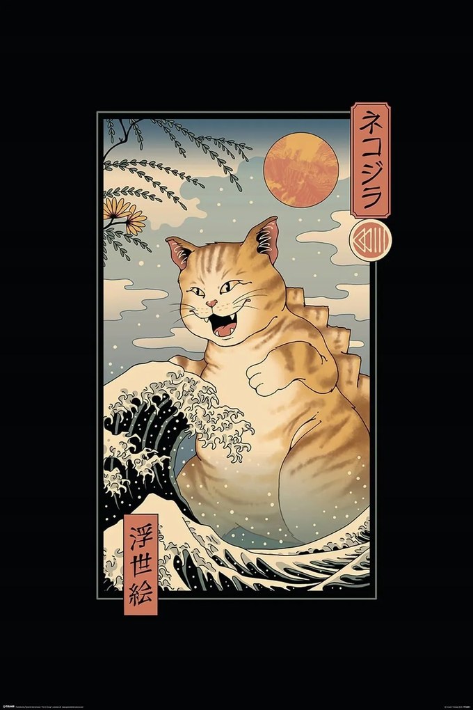 Catzilla Ukiyoe Vincent Trinida fali poszter 61x91,5 cm