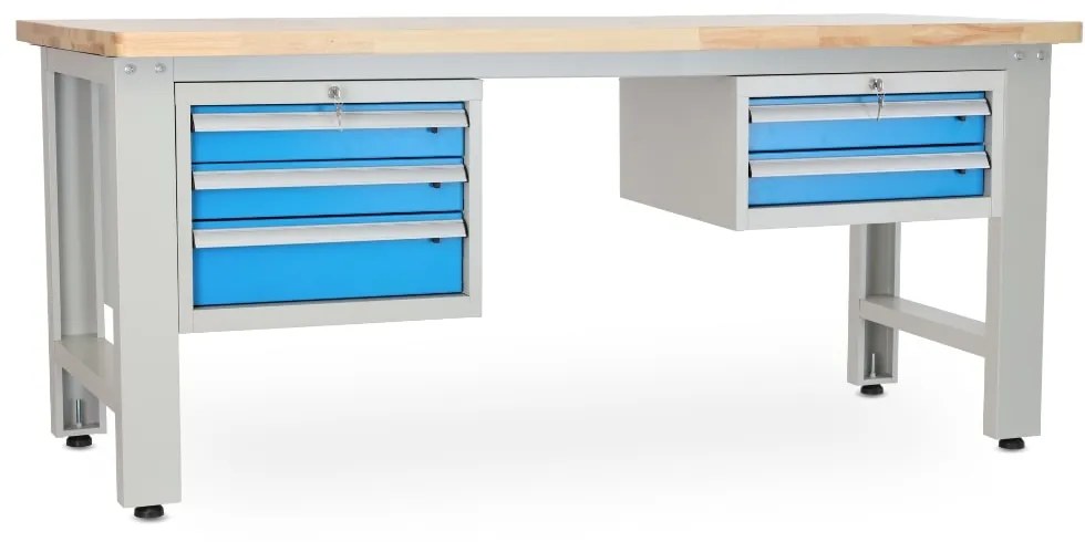 Műhelyasztal Solid OAK-32, 210 cm, 2x függő doboz, tölgy