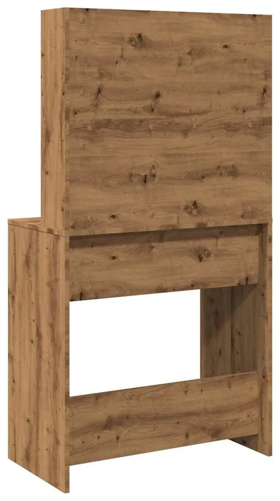 kézműves tölgy színű LED-es fésülködőasztal 74,5x40x141 cm