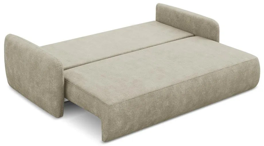 Bézs zsenília kinyitható-tárolóhelyes kanapé 218 cm Lilo – Makamii