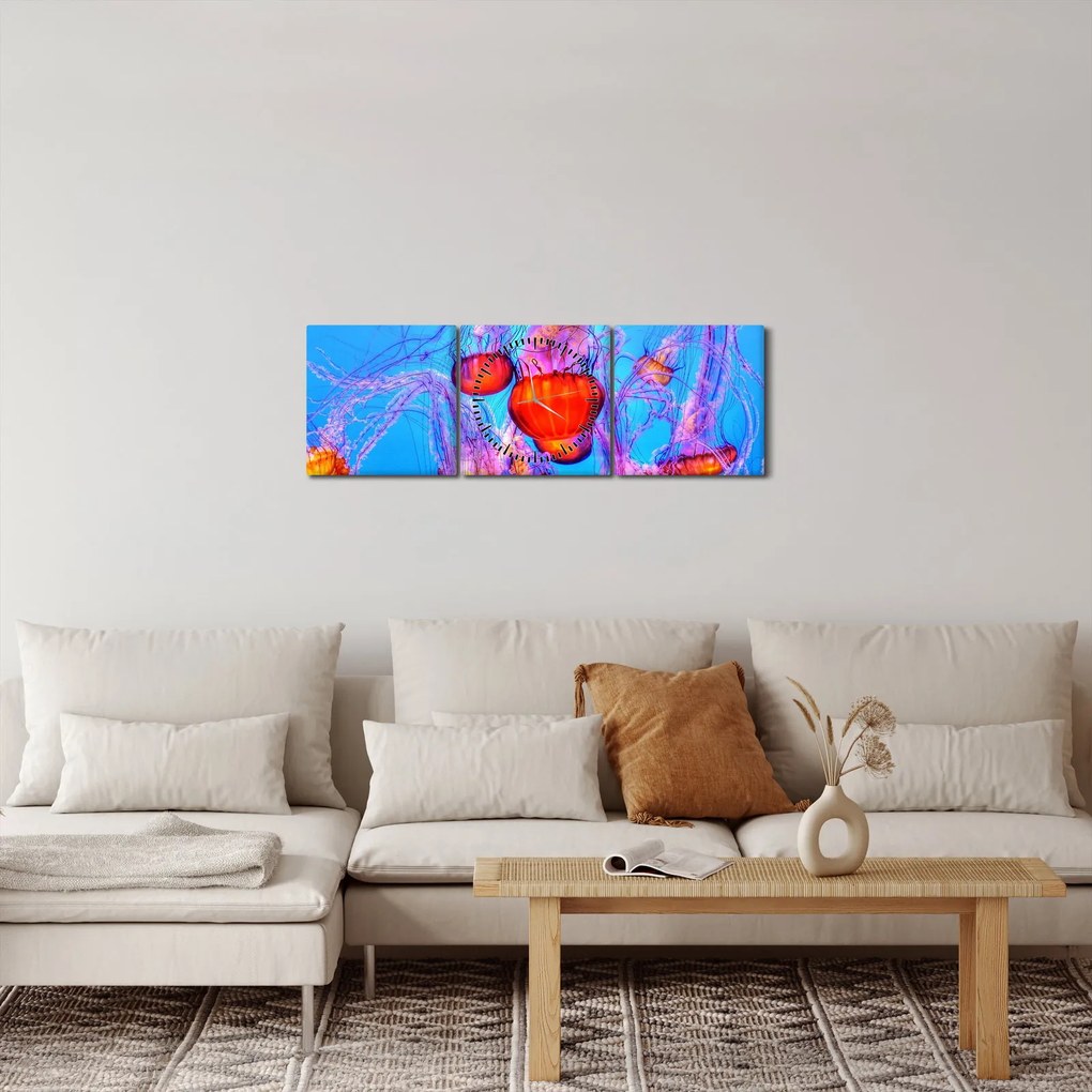 Medúza a tengerben képe (órával) (90x30 cm)