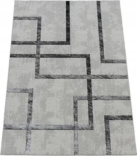 Szőnyeg 140x190 Szürke, Krém És Ezüst Hálószoba Nappali Modern Loft