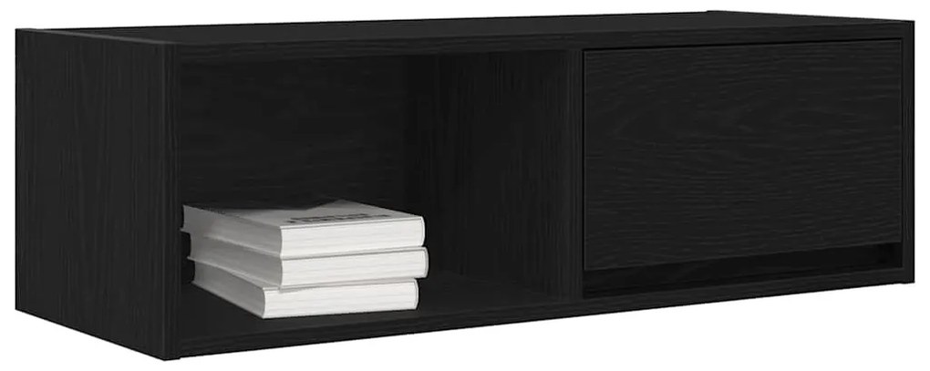 2 db fekete tölgy színű szerelt fa TV-szekrény 80x31x25,5 cm