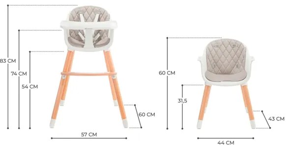 KINDERKRAFT - Gyermek étkezőszék 2v1 SIENNA bükkfa/szürke